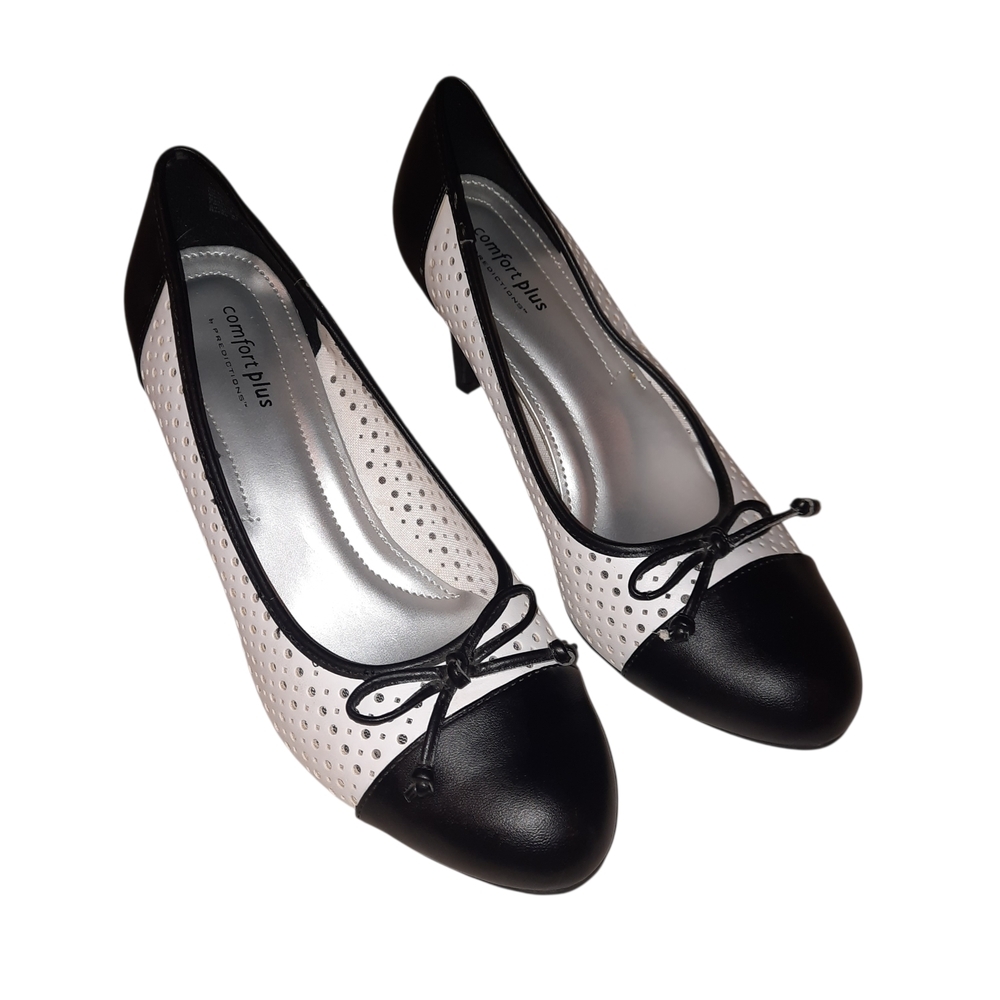 Comfort Plus by Predictions Black and White Heels - Picture 4 of 9